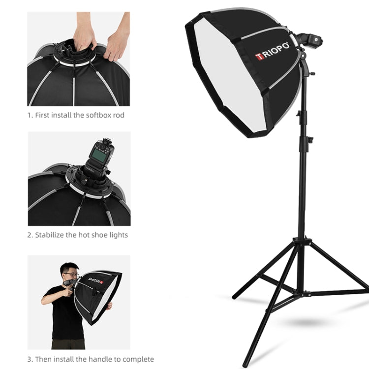 TRIOPO KS90 90cm Domo Speedlite Flash Octágono Difusor Parabólico Softbox con Soporte Mango de Montaje para Speedlite, KS90