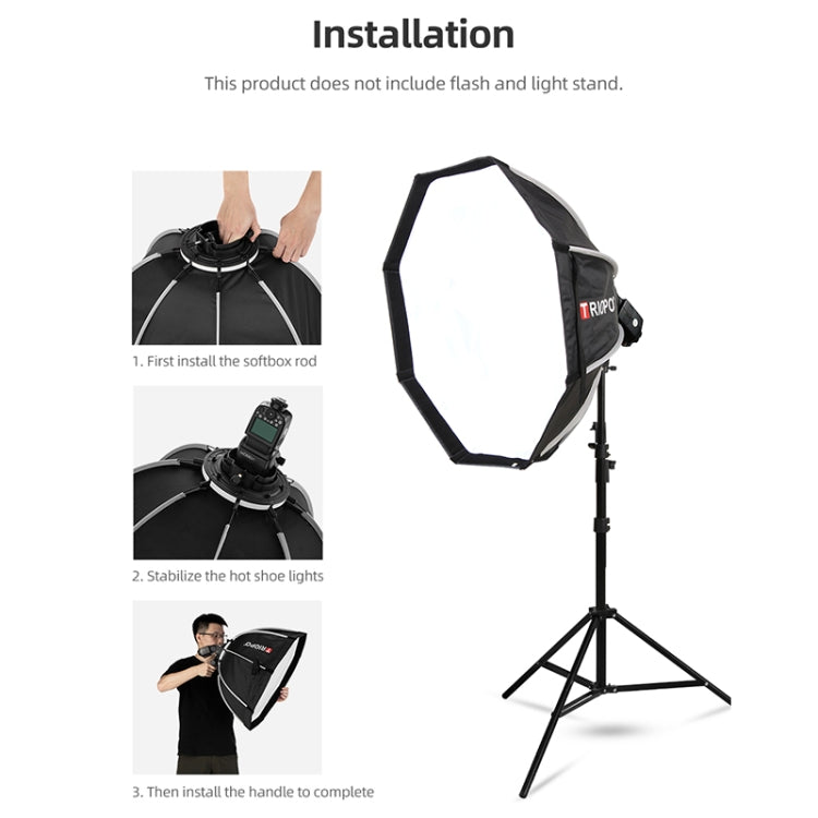 TRIOPO KX65 Difusor Softbox Parabólico Octagonal con Flash Speedlite Domo de 65 cm para Speedlite, KX65