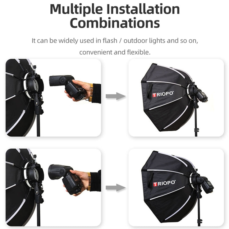 TRIOPO KX65 Difusor Softbox Parabólico Octagonal con Flash Speedlite Domo de 65 cm para Speedlite, KX65