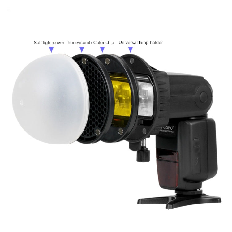 TRIOPO TR-08 Flash Speedlite Honeycomb Magnet Fixing Softbox Kits con 4 filtros de color magnéticos, TR-08