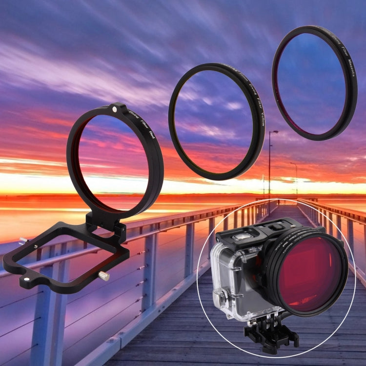 Filtro de lente de buceo amarillo + rojo + morado de 58 mm para GoPro HERO7 Black / 6/5, 58mm 3-color Diving Lens