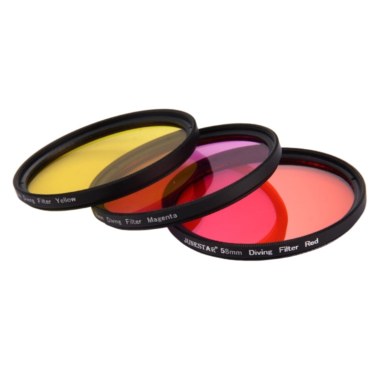 Filtro de lente de buceo amarillo + rojo + morado de 58 mm para GoPro HERO7 Black / 6/5, 58mm 3-color Diving Lens