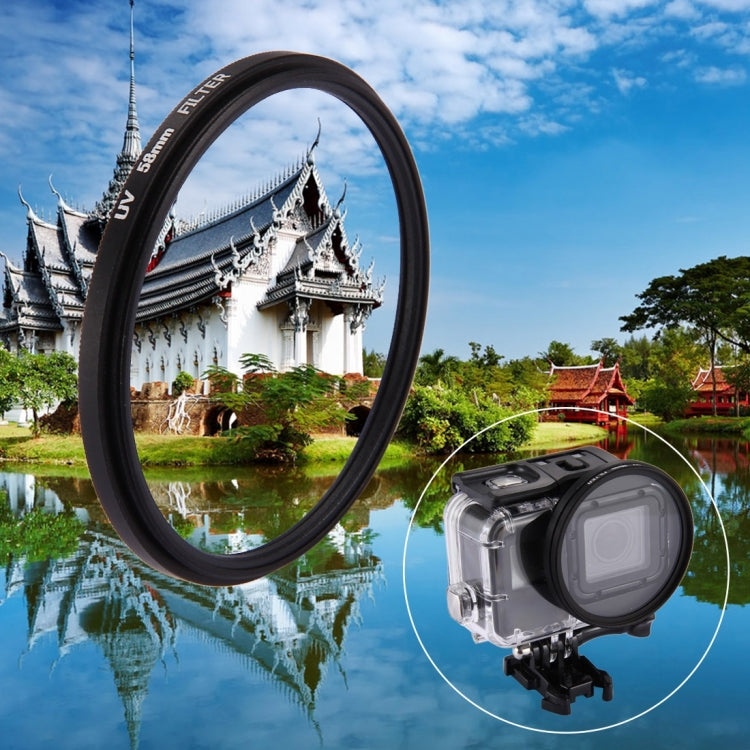 Filtro de lente UV de círculo redondo 3 en 1 de 58 mm con tapa para GoPro HERO7 Black / 6/5, 58mm UV Lens