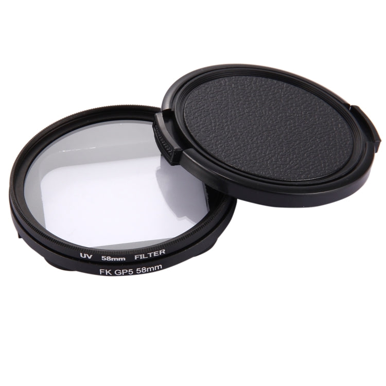 Filtro de lente UV de círculo redondo 3 en 1 de 58 mm con tapa para GoPro HERO7 Black / 6/5, 58mm UV Lens