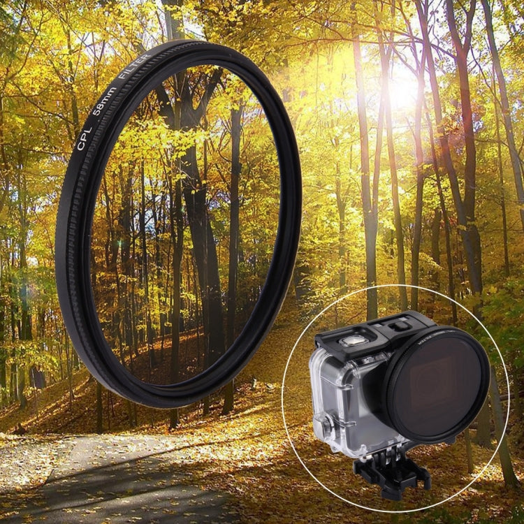 Filtro de lente CPL de círculo redondo 3 en 1 de 58 mm con tapa para GoPro HERO7 Black / 6/5, 58mm CPL Lens