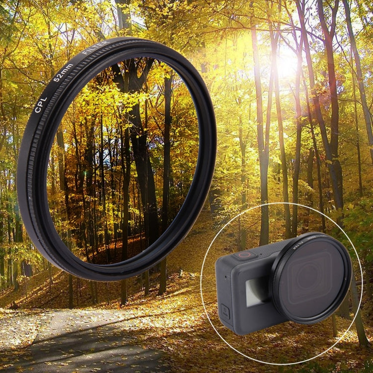 Filtro de lente CPL de círculo redondo 3 en 1 de 52 mm con tapa para GoPro HERO7 Black / 6/5, 52mm CPL Lens
