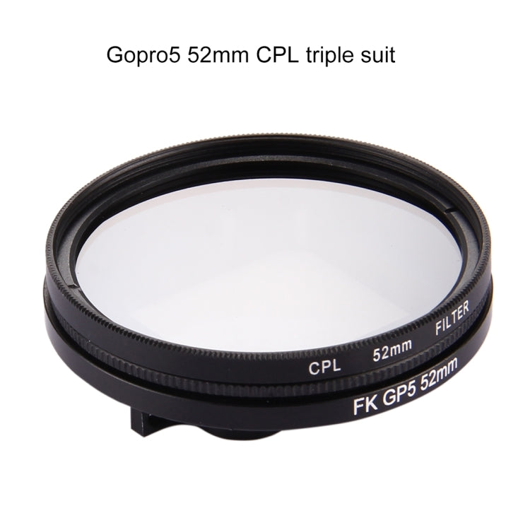 Filtro de lente CPL de círculo redondo 3 en 1 de 52 mm con tapa para GoPro HERO7 Black / 6/5, 52mm CPL Lens