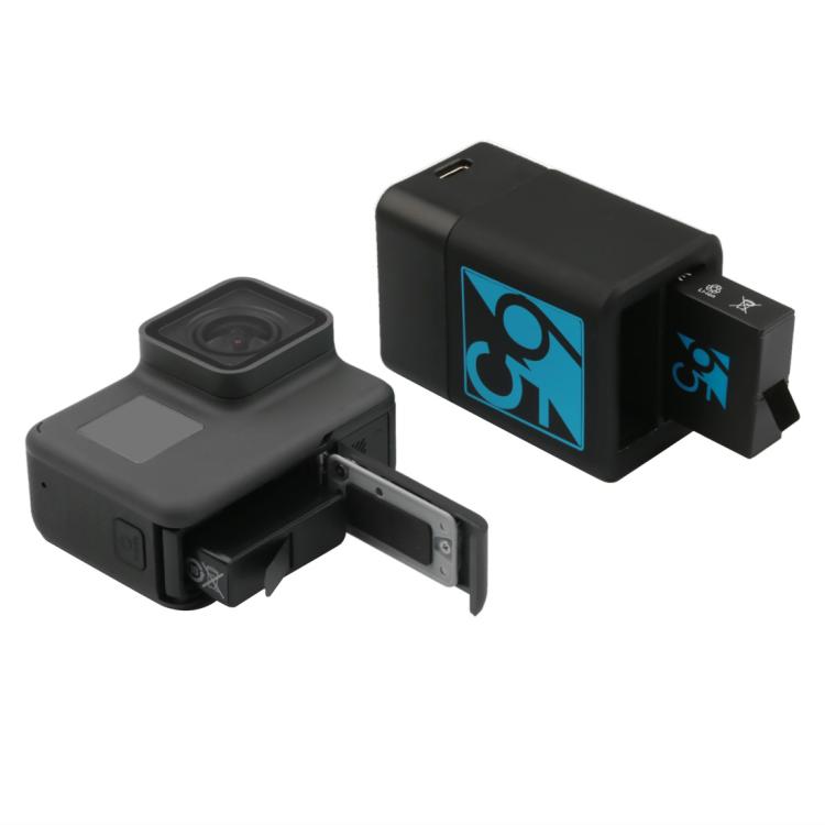 Cargador de baterías duales con cable USB-C / Type-C para GoPro HERO6 /5, Charger with TYPE-C Cable