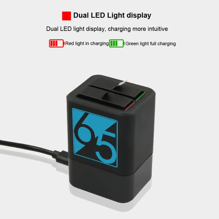Cargador de baterías duales con cable USB-C / Type-C para GoPro HERO6 /5, Charger with TYPE-C Cable