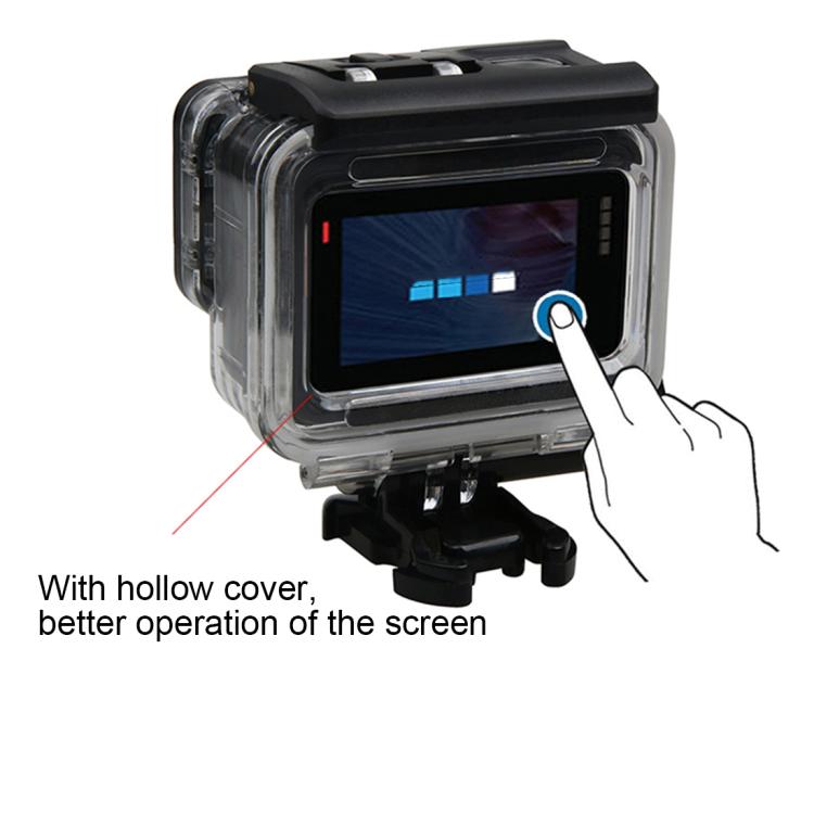 Para GoPro HERO6 /5 funda protectora impermeable + cubierta trasera hueca con hebilla montaje básico y tornillo, Waterproof Housing