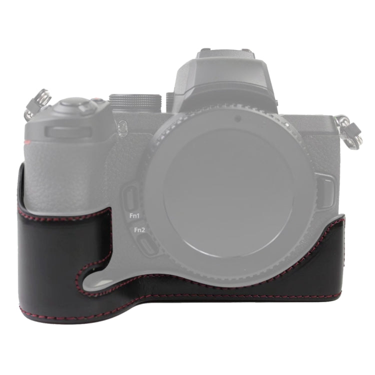 Base de media funda para cámara de cuero PU con rosca de 1/4 de pulgada para Nikon Z50, For Nikon Z50