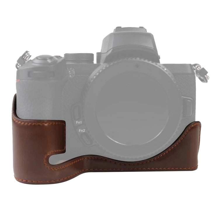 Base de media funda para cámara de cuero PU con rosca de 1/4 de pulgada para Nikon Z50, For Nikon Z50