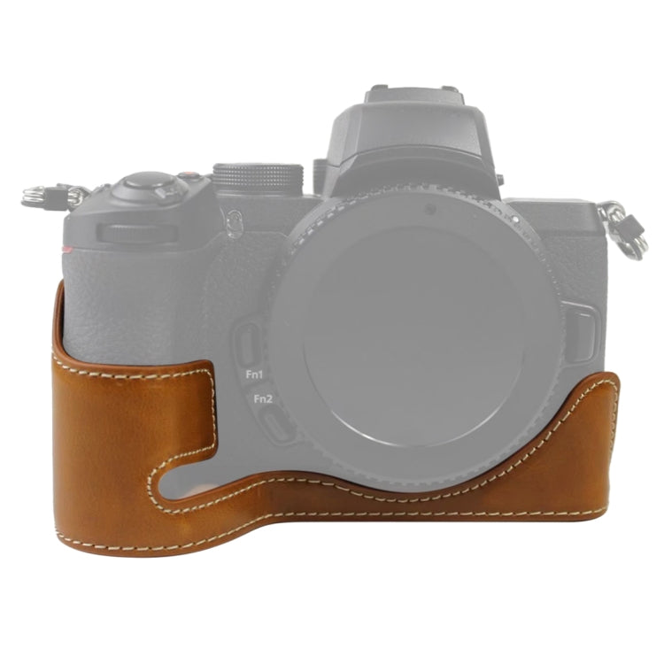 Base de media funda para cámara de cuero PU con rosca de 1/4 de pulgada para Nikon Z50, For Nikon Z50