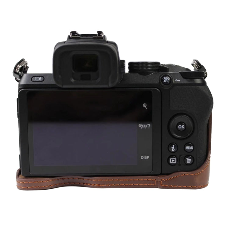 Base de media funda para cámara de cuero PU con rosca de 1/4 de pulgada para Nikon Z50, For Nikon Z50