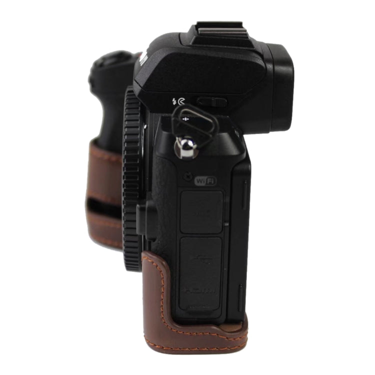 Base de media funda para cámara de cuero PU con rosca de 1/4 de pulgada para Nikon Z50, For Nikon Z50