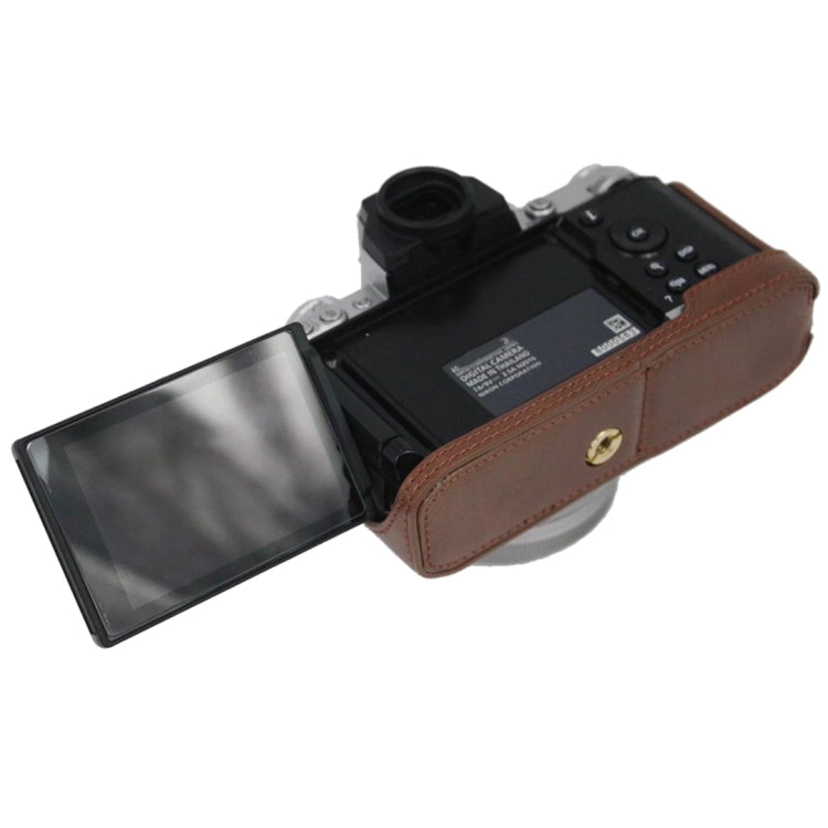 Base de media funda para cámara de cuero PU con rosca de 1/4 de pulgada para Nikon Z fc, For Nikon Z fc