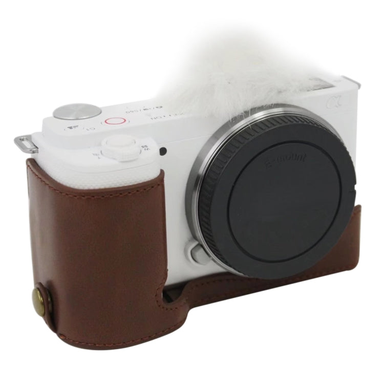 Base de media caja para cámara de cuero PU con rosca de 1/4 de pulgada para Sony ZV-E10 / ZV-E10L, For Sony ZV-E10