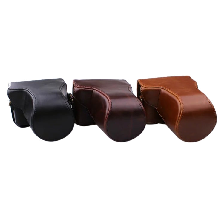 Funda de cuero PU para cámara de cuerpo completo con correa para Canon EOS M200 (lente de 15-55 mm)