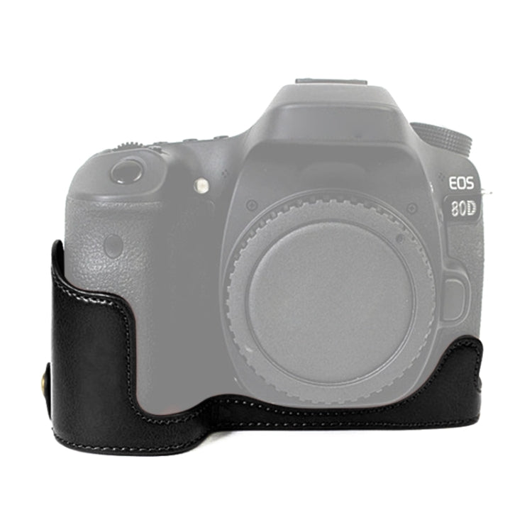 Base de media funda para cámara de cuero PU con rosca de 1/4 de pulgada para Canon EOS 80D / 70D, For Canon EOS 80D