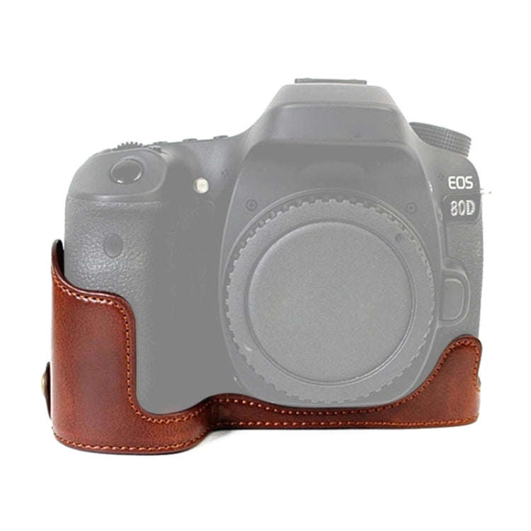 Base de media funda para cámara de cuero PU con rosca de 1/4 de pulgada para Canon EOS 80D / 70D, For Canon EOS 80D