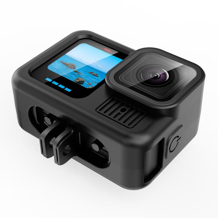 Funda protectora de silicona negra con correa para la muñeca y cubierta para lente para GoPro HERO13, For GoPro HERO13 Black
