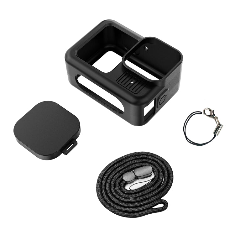 Funda protectora de silicona negra con correa para la muñeca y cubierta para lente para GoPro HERO13, For GoPro HERO13 Black