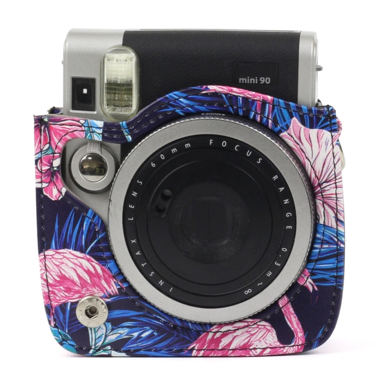 Funda protectora de cuero PU con diseño de flamenco para cámara FUJIFILM Instax Mini90, Flamingo