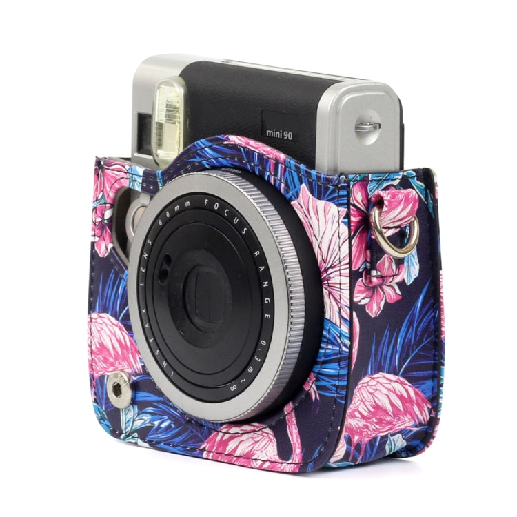 Funda protectora de cuero PU con diseño de flamenco para cámara FUJIFILM Instax Mini90, Flamingo
