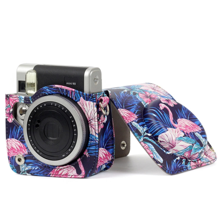 Funda protectora de cuero PU con diseño de flamenco para cámara FUJIFILM Instax Mini90, Flamingo