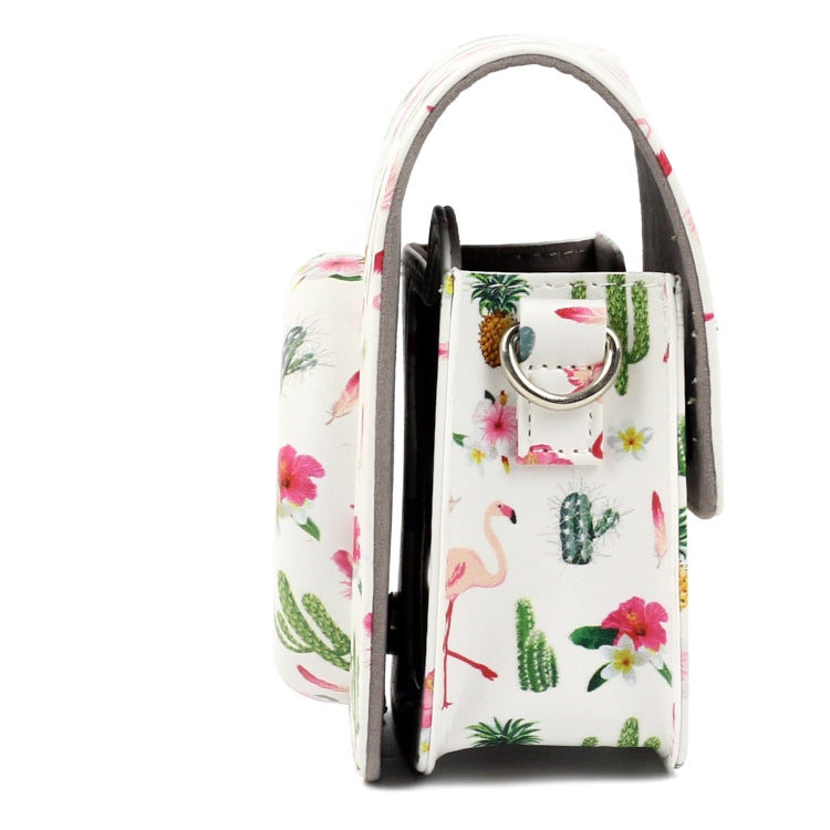 Funda protectora de cuero PU con diseño de Cactus y flamenco para cámara FUJIFILM Instax Mini90, Flamingo Cactus