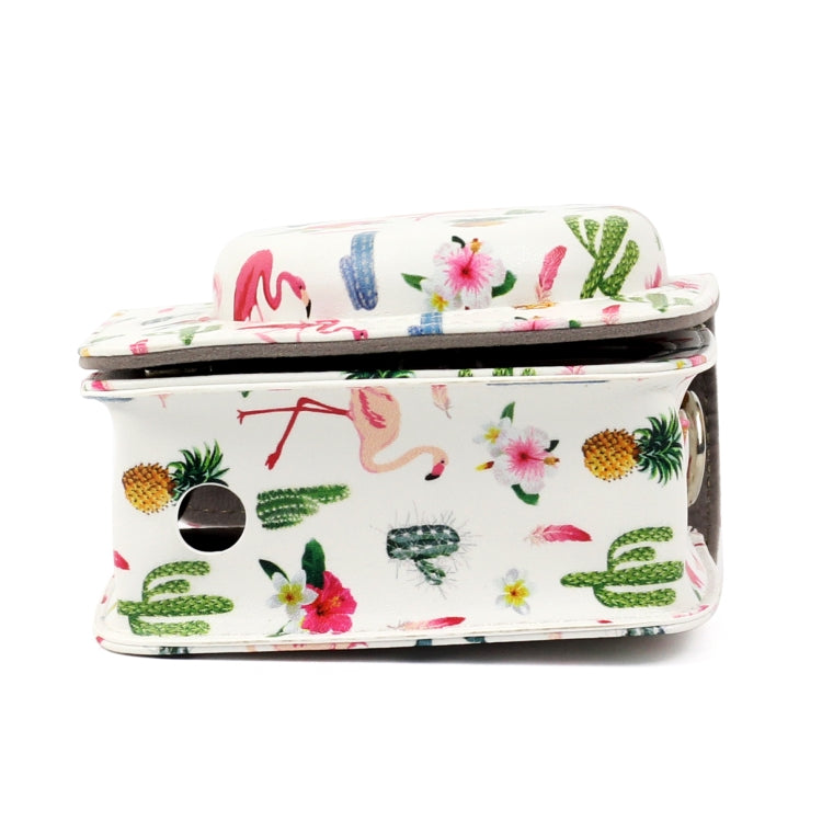 Funda protectora de cuero PU con diseño de Cactus y flamenco para cámara FUJIFILM Instax Mini90, Flamingo Cactus