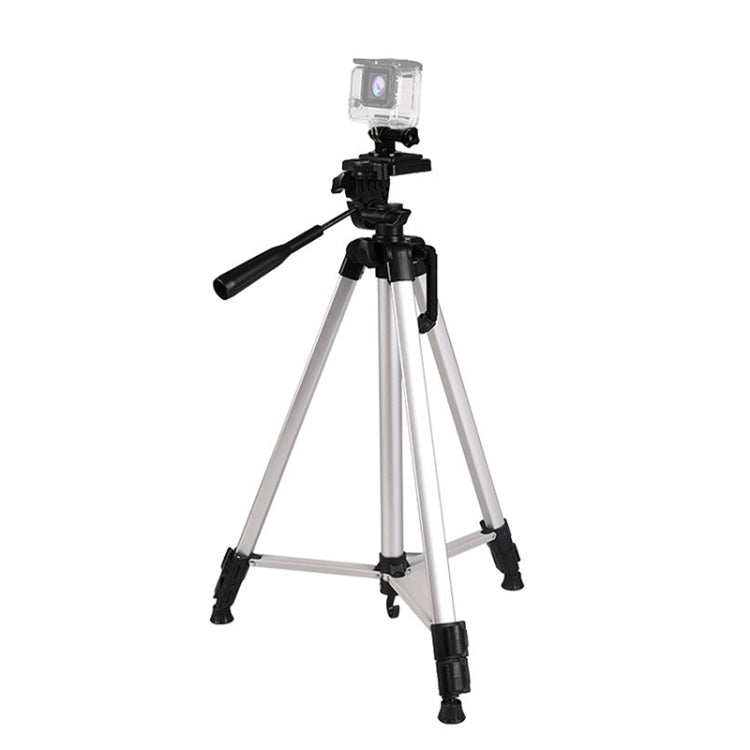 Trípode para transmisión en vivo Patas plegables de 3 secciones Soporte para trípode de aleación de aluminio con cabezal de trípode tridimensional en forma de U y abrazadera para teléfono para DSLR y cámara digital, altura ajustable: 47,5-133 cm, 330A