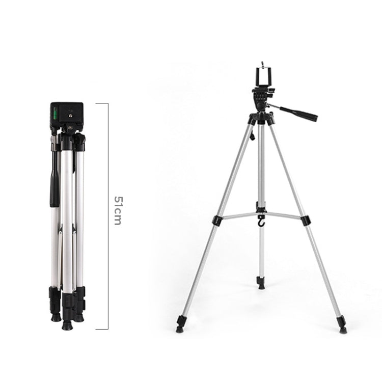 Trípode para transmisión en vivo Patas plegables de 3 secciones Soporte para trípode de aleación de aluminio con cabezal de trípode tridimensional en forma de U y abrazadera para teléfono para DSLR y cámara digital, altura ajustable: 47,5-133 cm, 330A