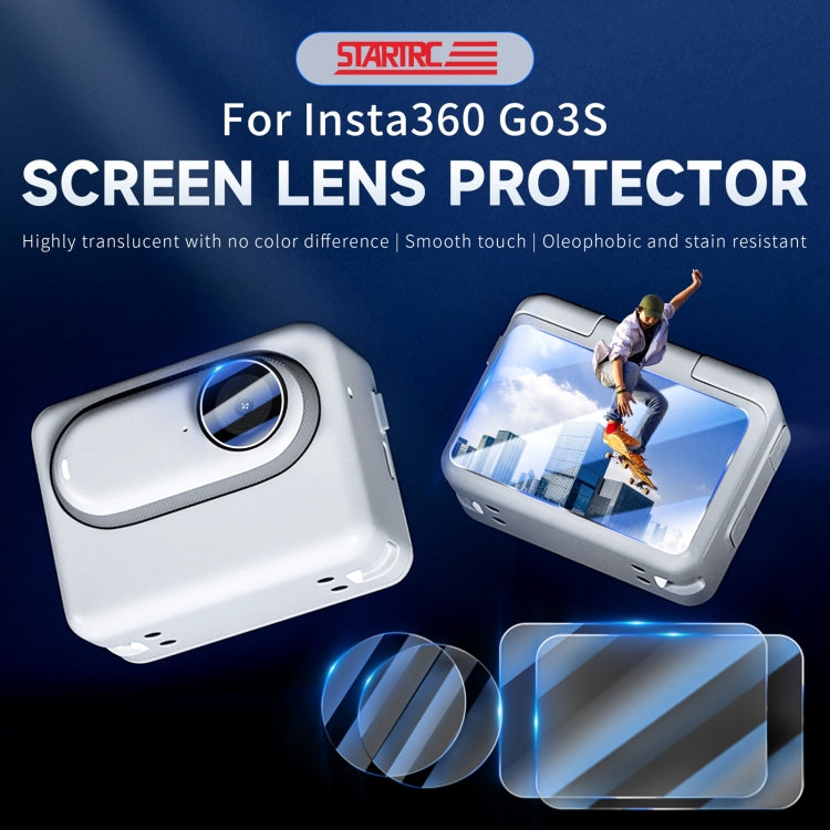 Para Insta360 GO 3S STARTRC 2 en 1 2 piezas de película de vidrio templado de pantalla y 2 piezas de película de TPU para lentes, For Insta360 GO 3S