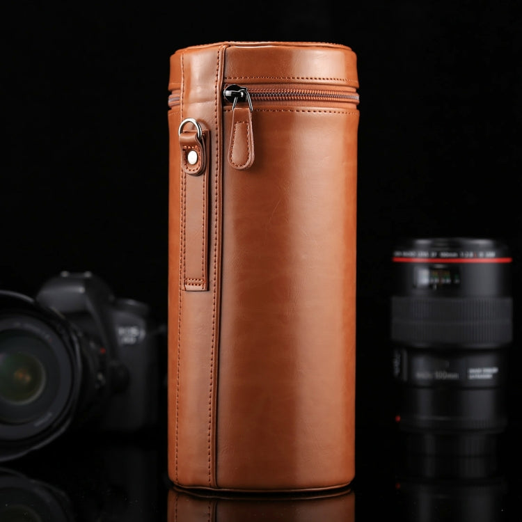 Estuche para lentes extra grande Caja de cuero PU con cremallera para lentes de cámara DSLR, tamaño: 24,5 * 10,5 * 10,5 cm, 24.5 x 10.5cm (Brown), 24.5 x 10.5cm (Coffee), 24.5 x 10.5cm (Black)