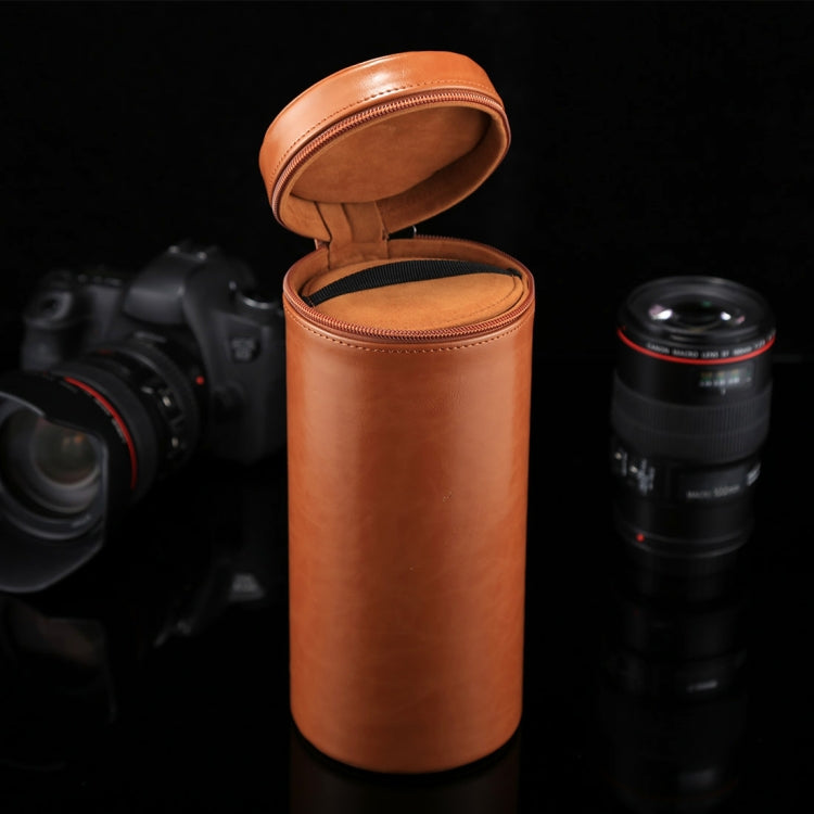 Estuche para lentes extra grande Caja de cuero PU con cremallera para lentes de cámara DSLR, tamaño: 24,5 * 10,5 * 10,5 cm, 24.5 x 10.5cm (Brown), 24.5 x 10.5cm (Coffee), 24.5 x 10.5cm (Black)