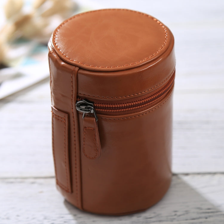 Estuche mediano para lentes Caja de cuero PU con cremallera para lentes de cámara DSLR, tamaño: 13x9x9 cm, 13 x 9cm (Brown), 13 x 9cm (Coffee), 13 x 9cm (Black)
