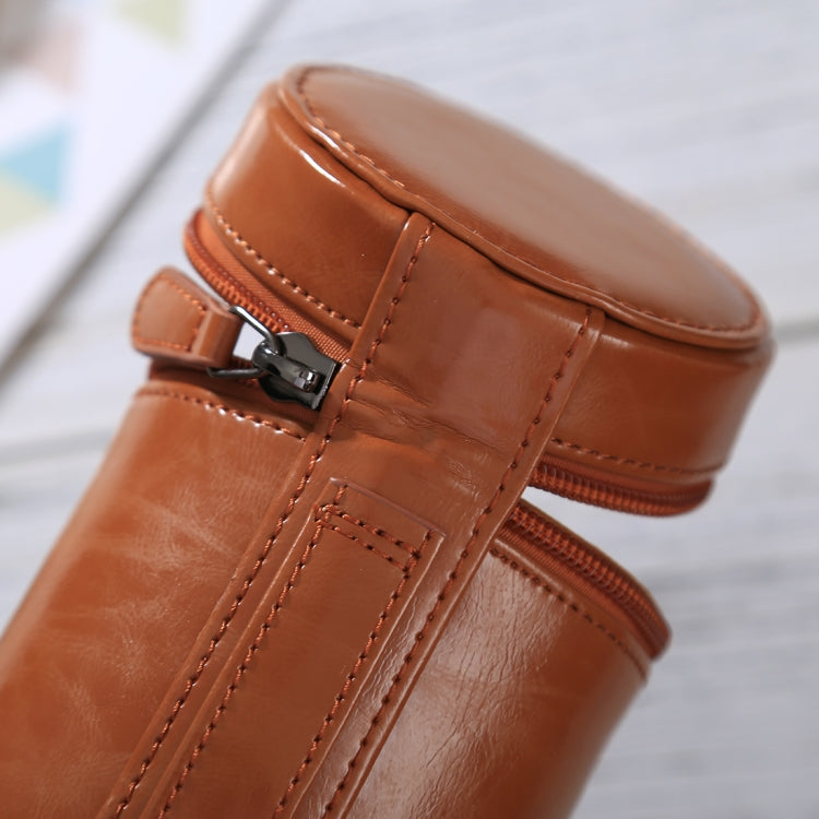 Estuche mediano para lentes Caja de cuero PU con cremallera para lentes de cámara DSLR, tamaño: 13x9x9 cm, 13 x 9cm (Brown), 13 x 9cm (Coffee), 13 x 9cm (Black)