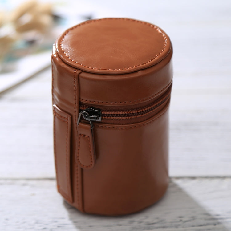 Estuche para lentes pequeño Caja de cuero PU con cremallera para lentes de cámara DSLR, Tamaño: 11x8x8cm, 11 x 8cm (Brown), 11 x 8cm (Coffee), 11 x 8cm (Black)