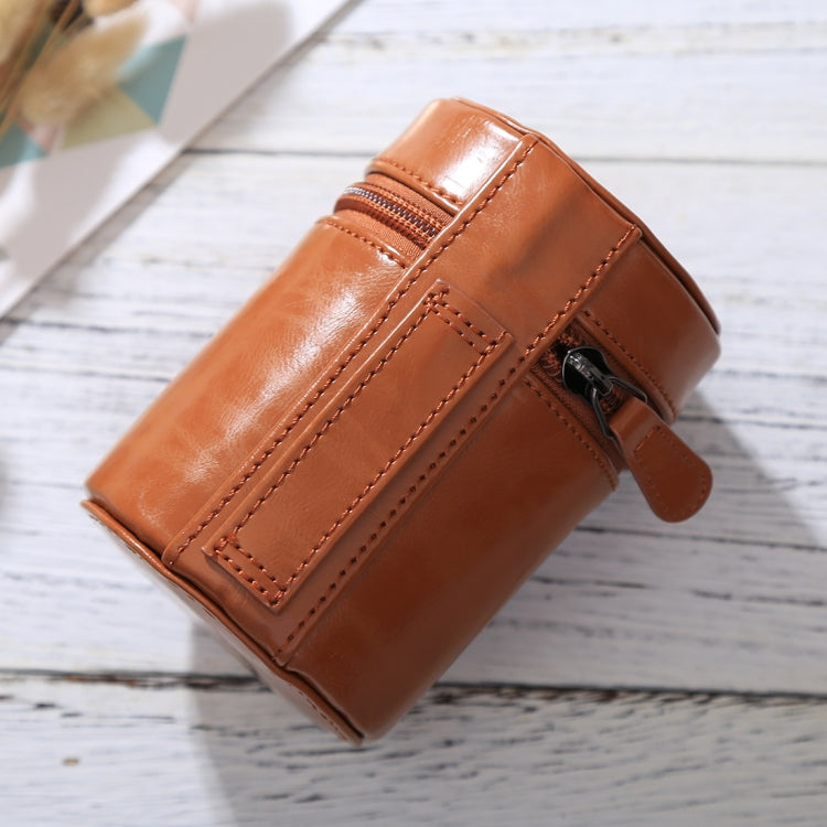Estuche para lentes pequeño Caja de cuero PU con cremallera para lentes de cámara DSLR, Tamaño: 11x8x8cm, 11 x 8cm (Brown), 11 x 8cm (Coffee), 11 x 8cm (Black)