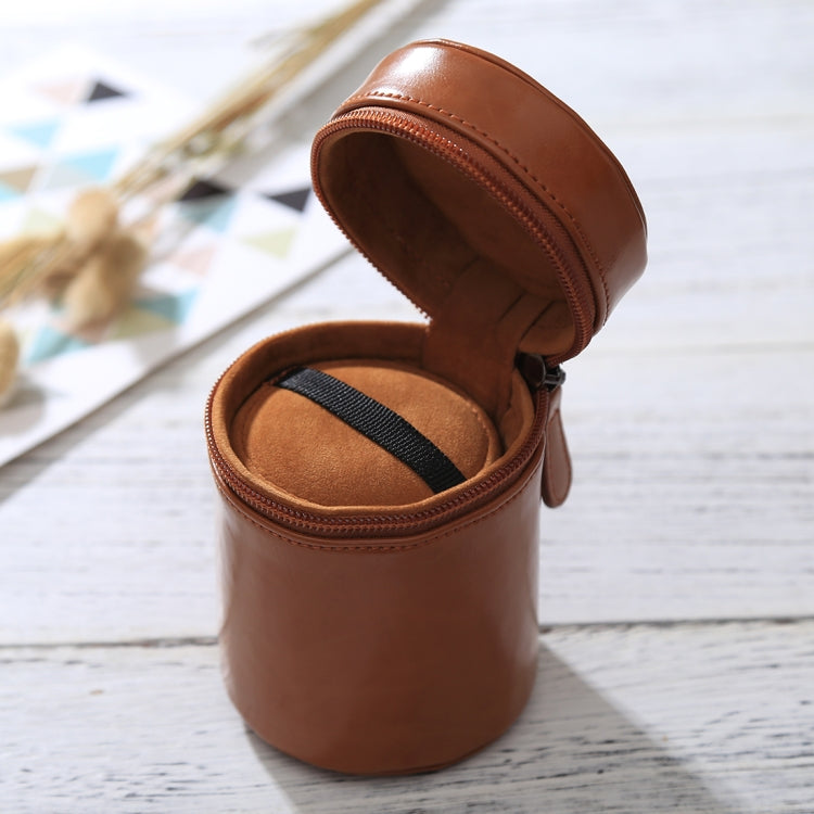 Estuche para lentes pequeño Caja de cuero PU con cremallera para lentes de cámara DSLR, Tamaño: 11x8x8cm, 11 x 8cm (Brown), 11 x 8cm (Coffee), 11 x 8cm (Black)
