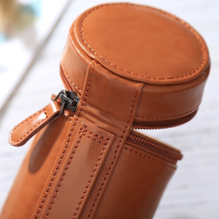 Estuche para lentes pequeño Caja de cuero PU con cremallera para lentes de cámara DSLR, Tamaño: 11x8x8cm, 11 x 8cm (Brown), 11 x 8cm (Coffee), 11 x 8cm (Black)
