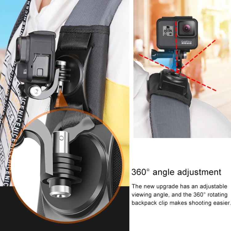 Mochila con cierre de gancho y bucle Rec-Mounts Soporte de abrazadera con clip con tornillo para GoPro HERO9 Black / HERO8 Black /7/6/5/5 Session /4 Session /4/3+ /3/2/1, DJI Osmo Action, Xiaoyi yOtras cámaras de acción