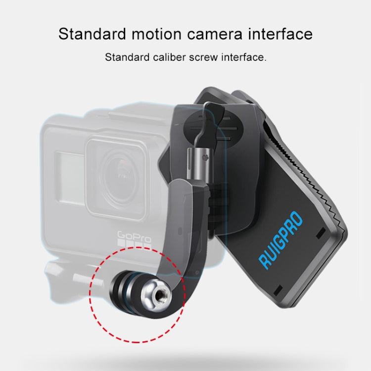 RUIGPRO Rotación de 360 grados Tipo J Mochila Rec-Mounts Clip Abrazadera con tornillo para GoPro HERO9 Black / HERO8 Black /HERO7 /6/5, DJI Osmo Action, Xiaoyi y otras cámaras de acción