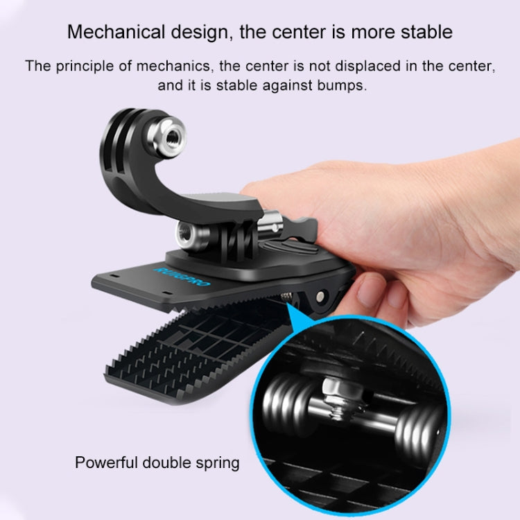 RUIGPRO Rotación de 360 grados Tipo J Mochila Rec-Mounts Clip Abrazadera con tornillo para GoPro HERO9 Black / HERO8 Black /HERO7 /6/5, DJI Osmo Action, Xiaoyi y otras cámaras de acción