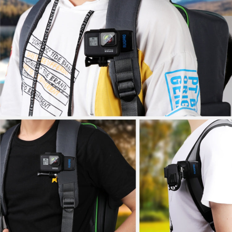 RUIGPRO Rotación de 360 grados Tipo J Mochila Rec-Mounts Clip Abrazadera con tornillo para GoPro HERO9 Black / HERO8 Black /HERO7 /6/5, DJI Osmo Action, Xiaoyi y otras cámaras de acción