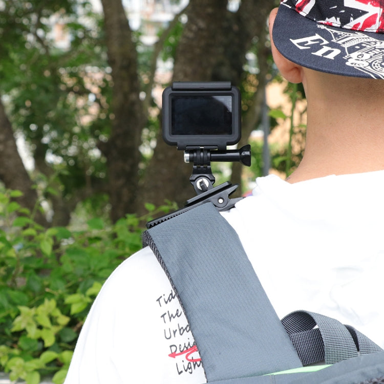 RUIGPRO Rotación de 360 grados Tipo J Mochila Rec-Mounts Clip Abrazadera con tornillo para GoPro HERO9 Black / HERO8 Black /HERO7 /6/5, DJI Osmo Action, Xiaoyi y otras cámaras de acción