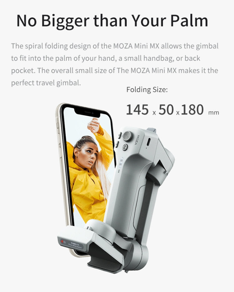 MOZA Mini MX Estabilizador de cardán portátil plegable de 3 ejes para cámara de acción y teléfono inteligente, Mini MX