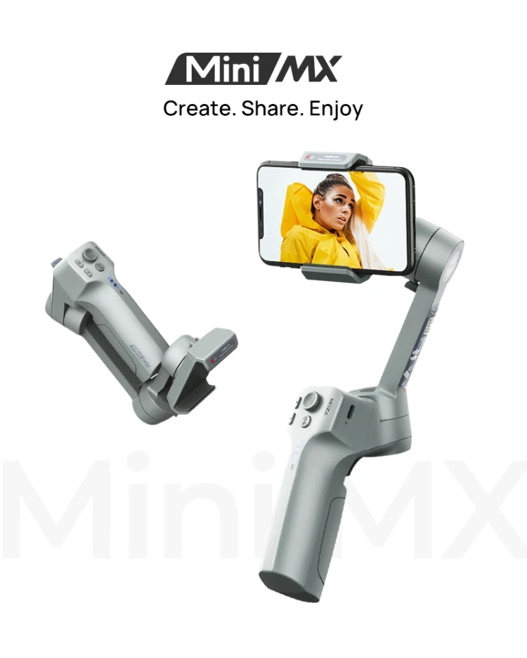 MOZA Mini MX Estabilizador de cardán portátil plegable de 3 ejes para cámara de acción y teléfono inteligente, Mini MX