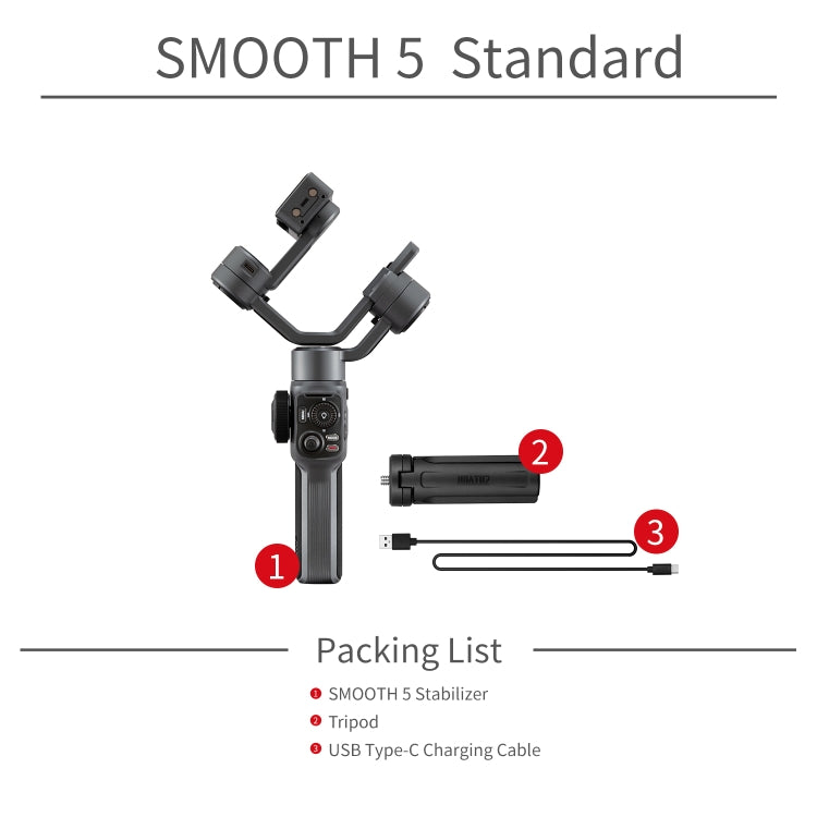 Smooth 5 Estabilizador de mano para teléfono Smooth 5 Gimbal de 3 ejes, Smooth 5